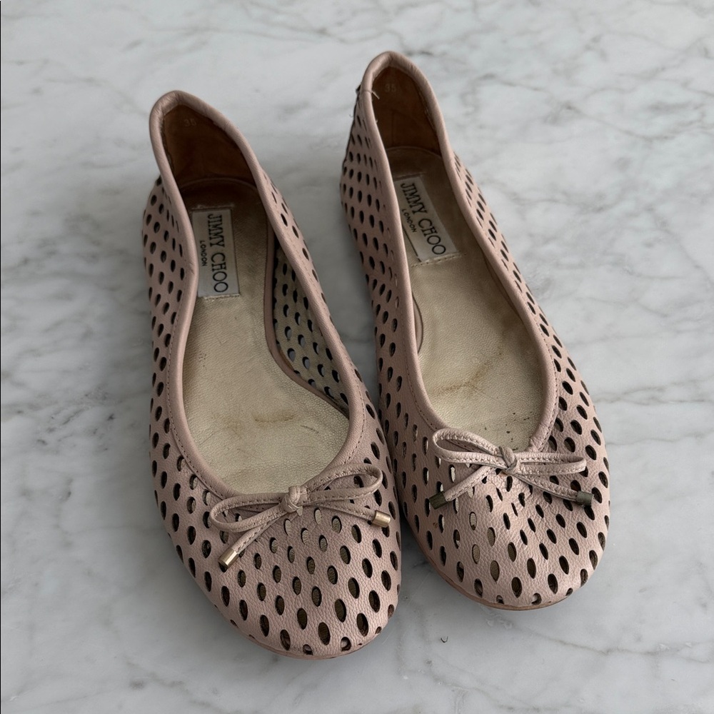 Jimmy Choo Blush Perforated Flats